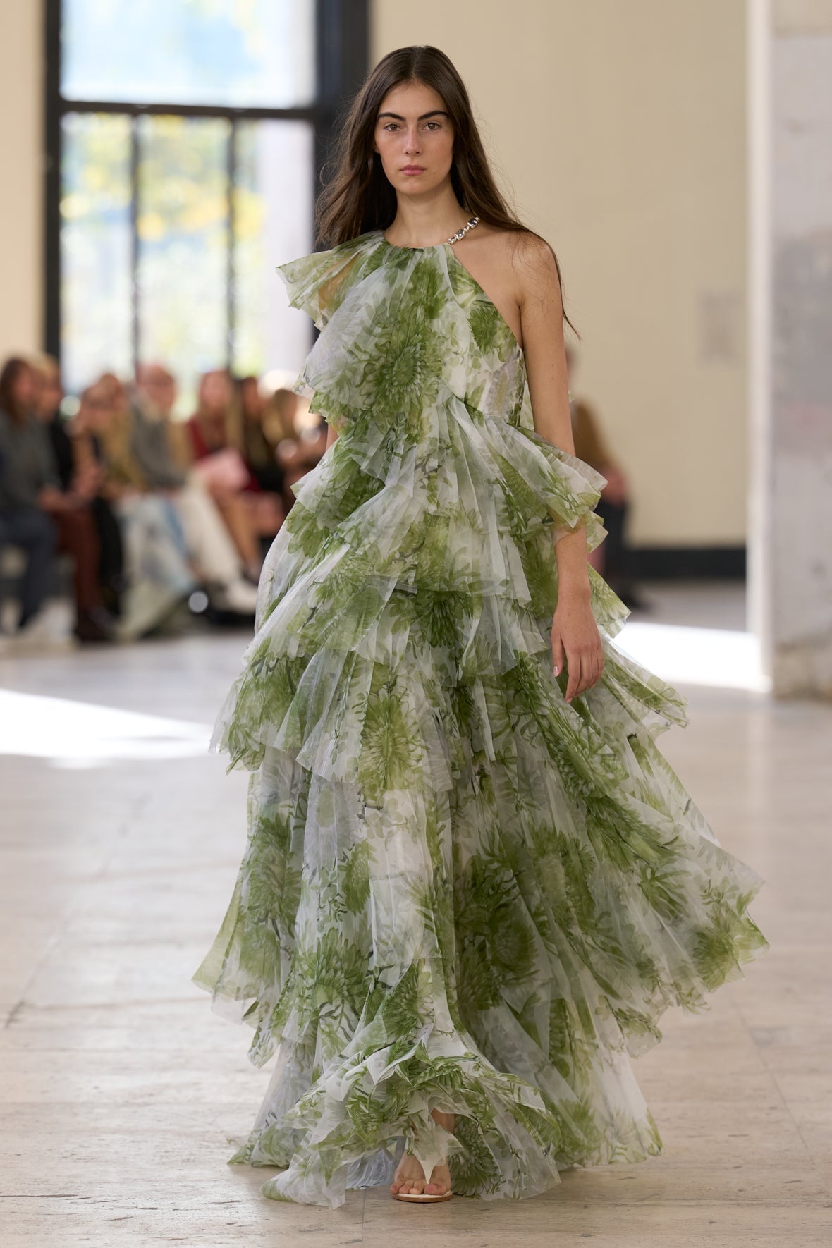 Green Floral Print Maxi Dress