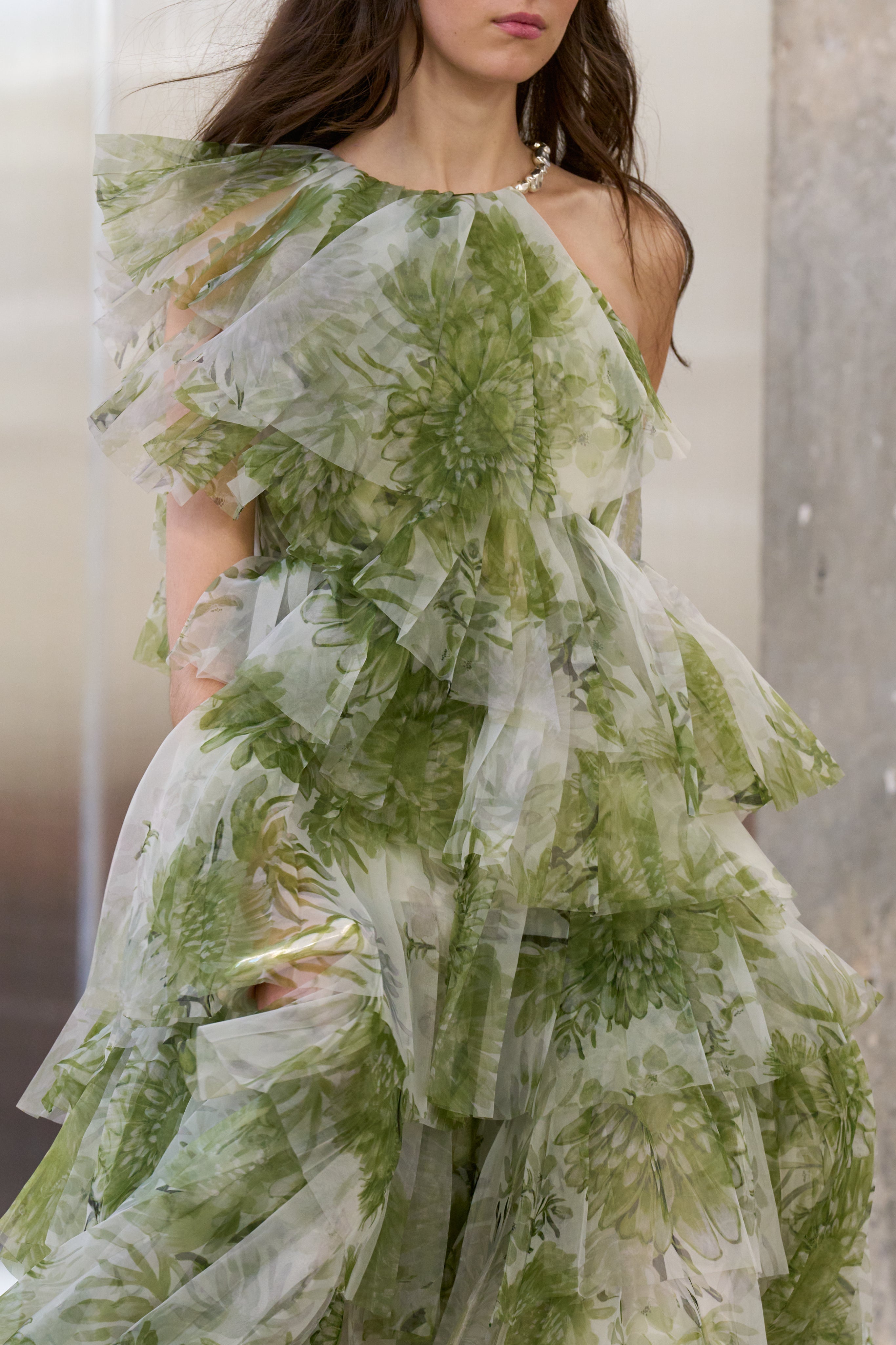 Green Floral Print Maxi Dress