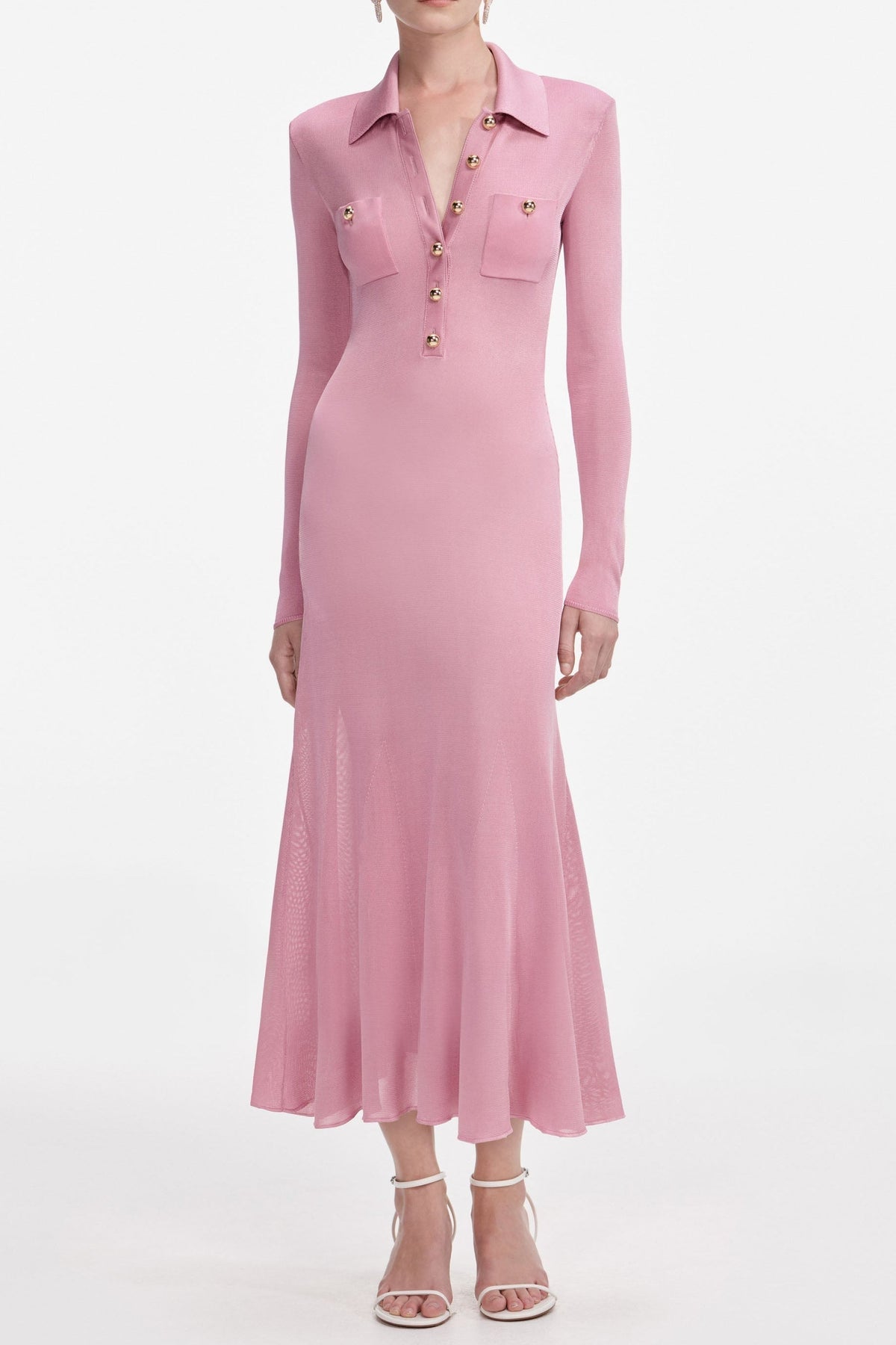 Pink ViscoSequin Knit Midi Dress