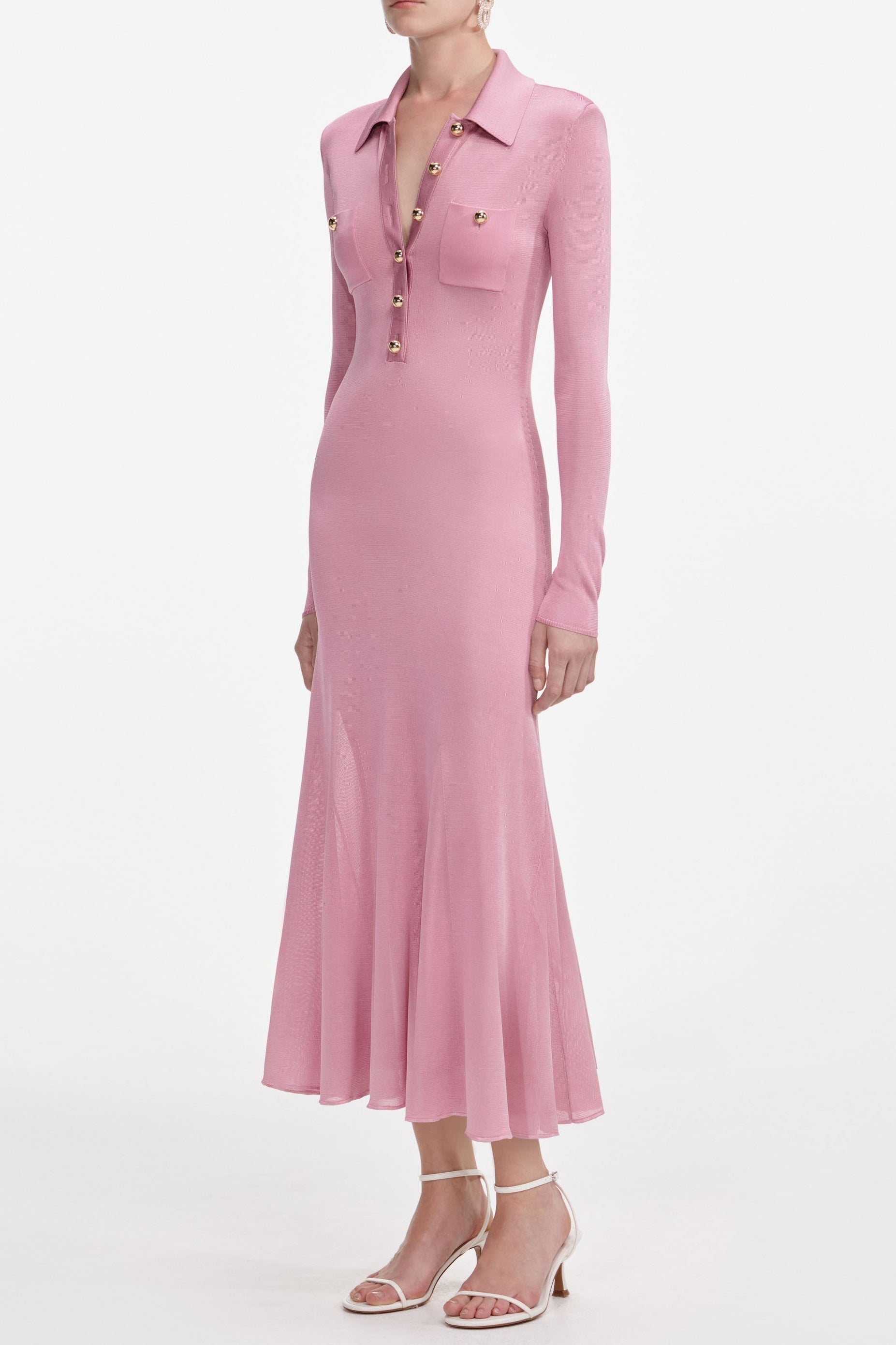 Pink ViscoSequin Knit Midi Dress