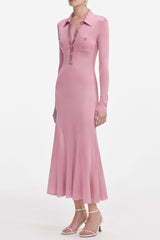 Pink ViscoSequin Knit Midi Dress