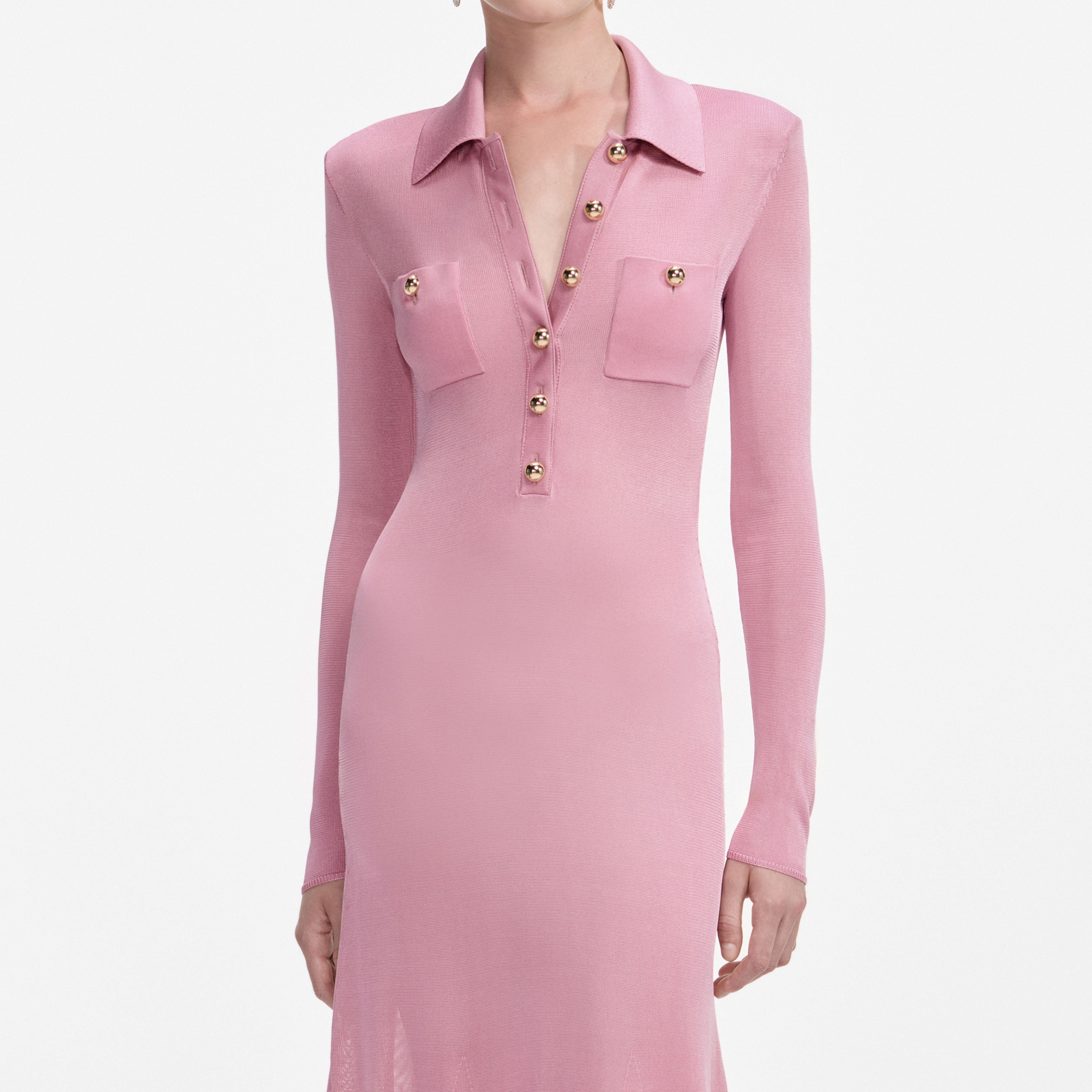 Pink ViscoSequin Knit Midi Dress