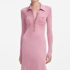 Pink ViscoSequin Knit Midi Dress