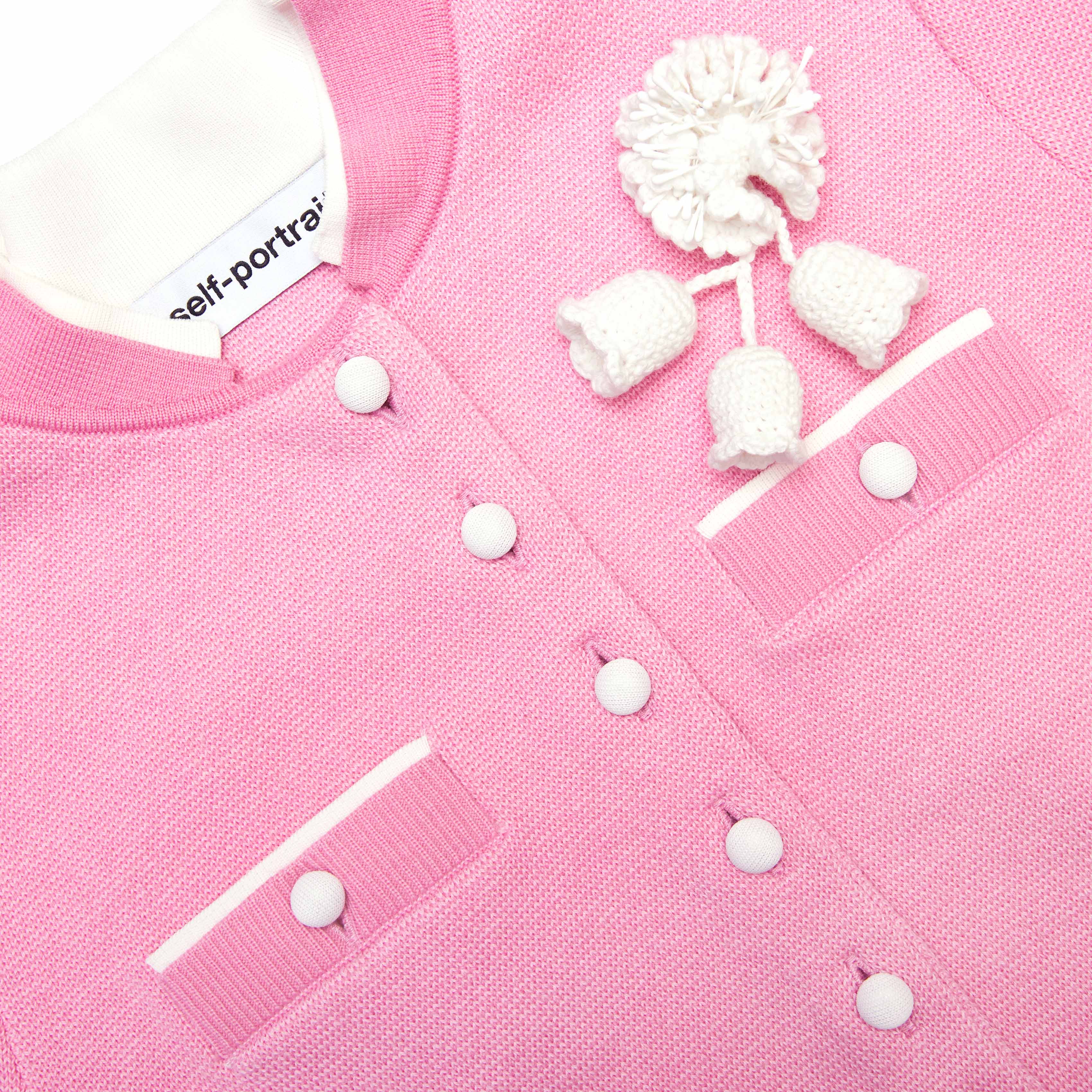 Pink Flower Knit Midi Dress