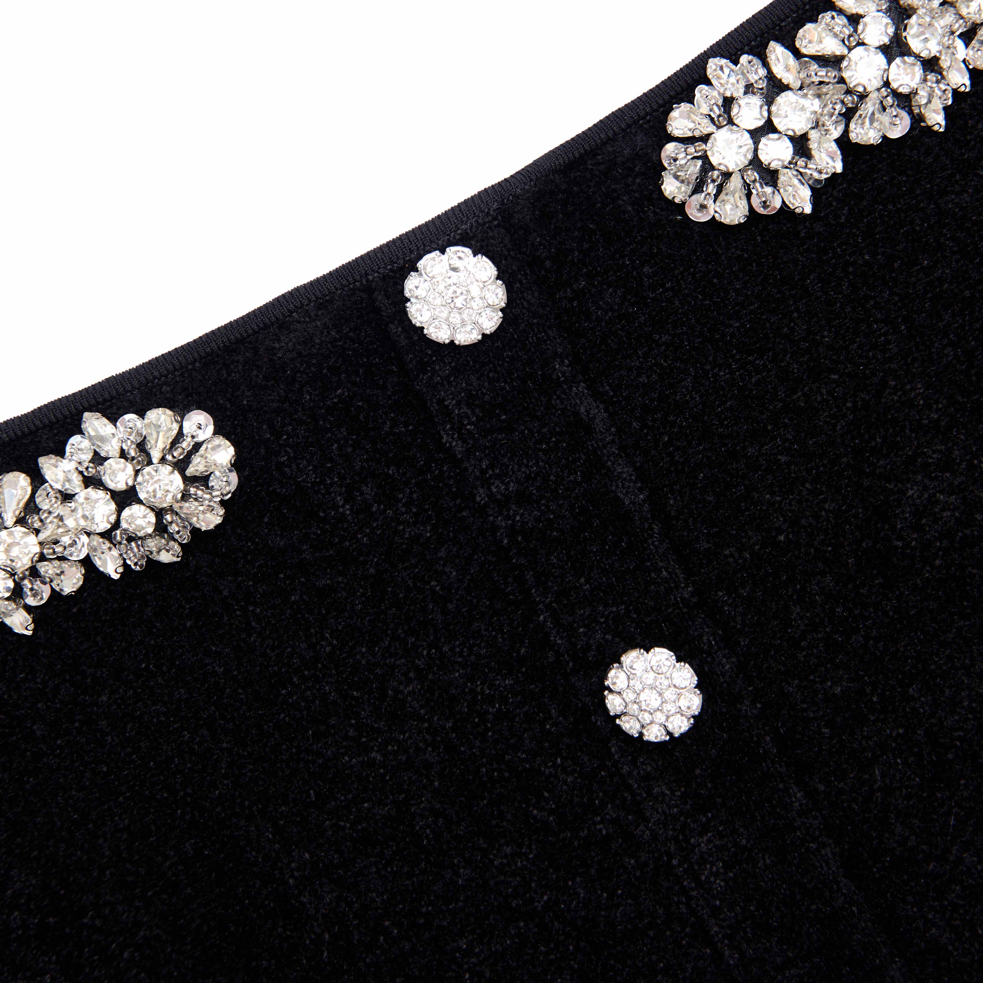 Black Knit Crystal Trim Midi Dress