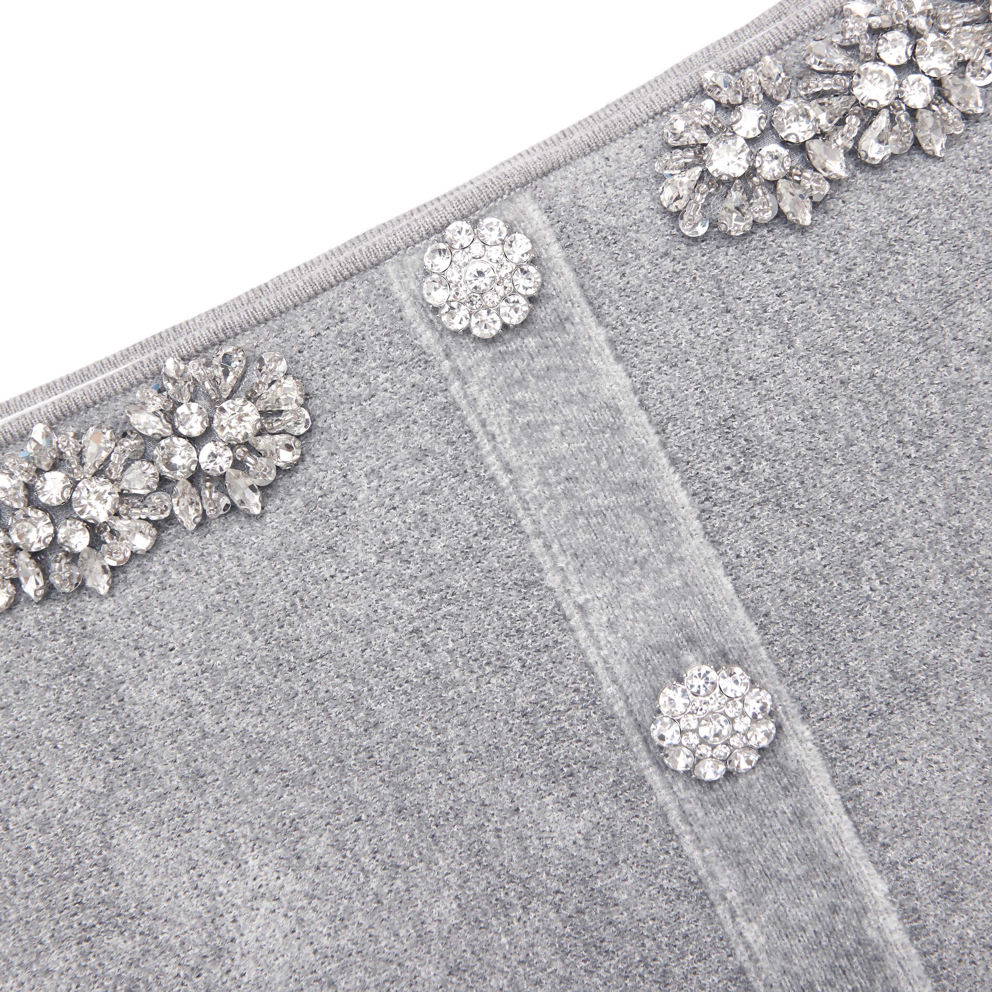 Grey Knit Crystal Trim Top