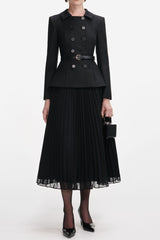 Black Wool Crepe Midi Dress
