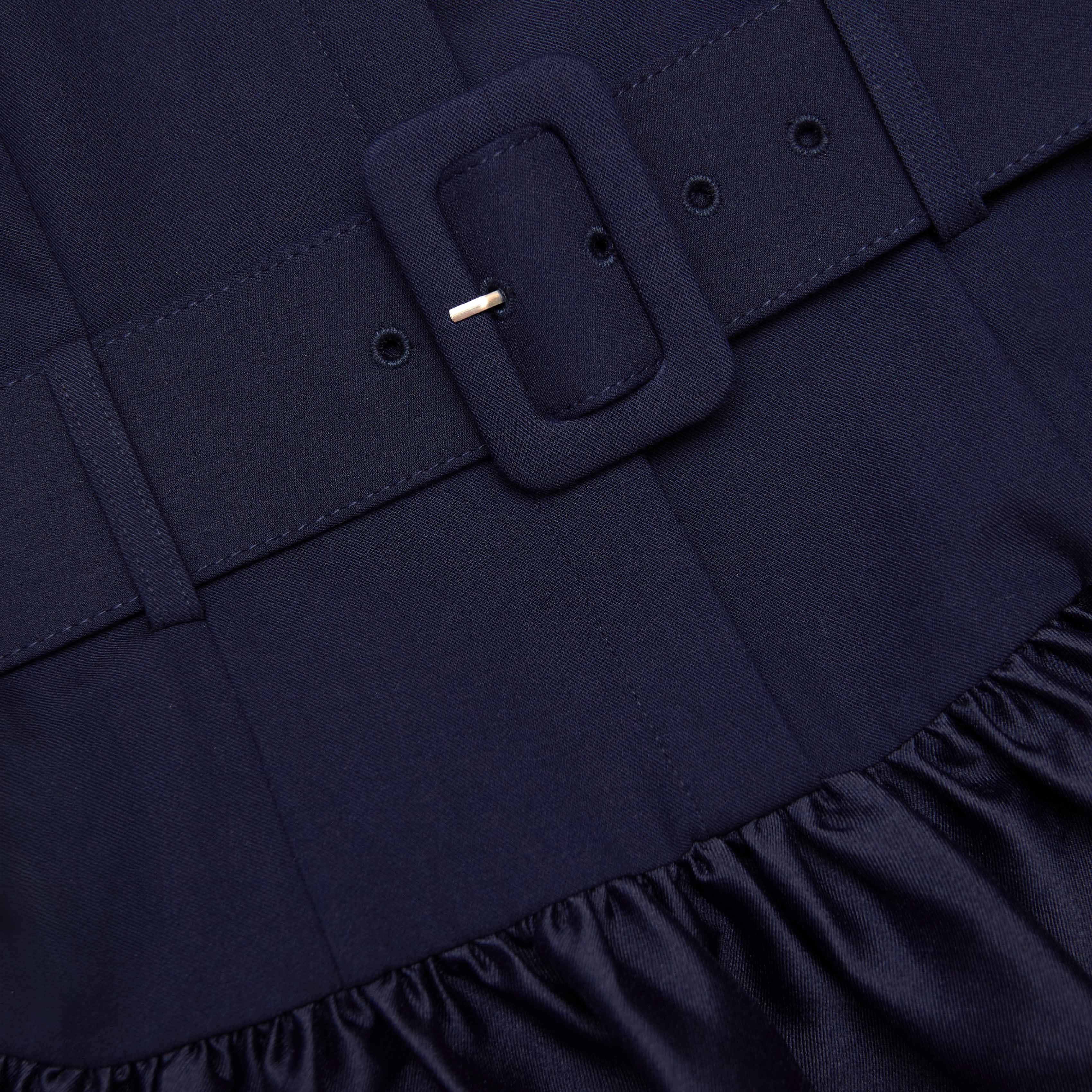 Navy Twill Midi Dress