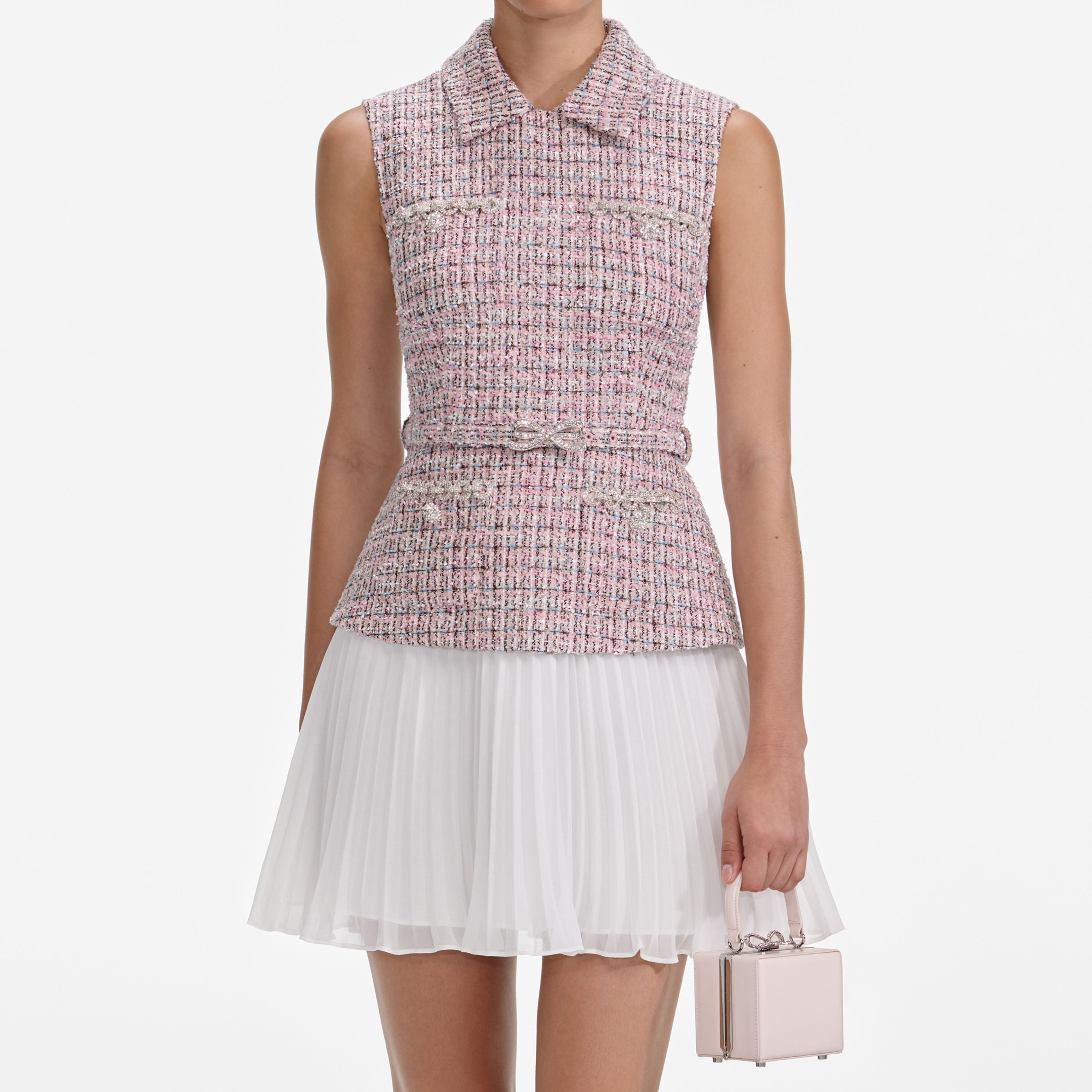 Pink Boucle Mini Dress
