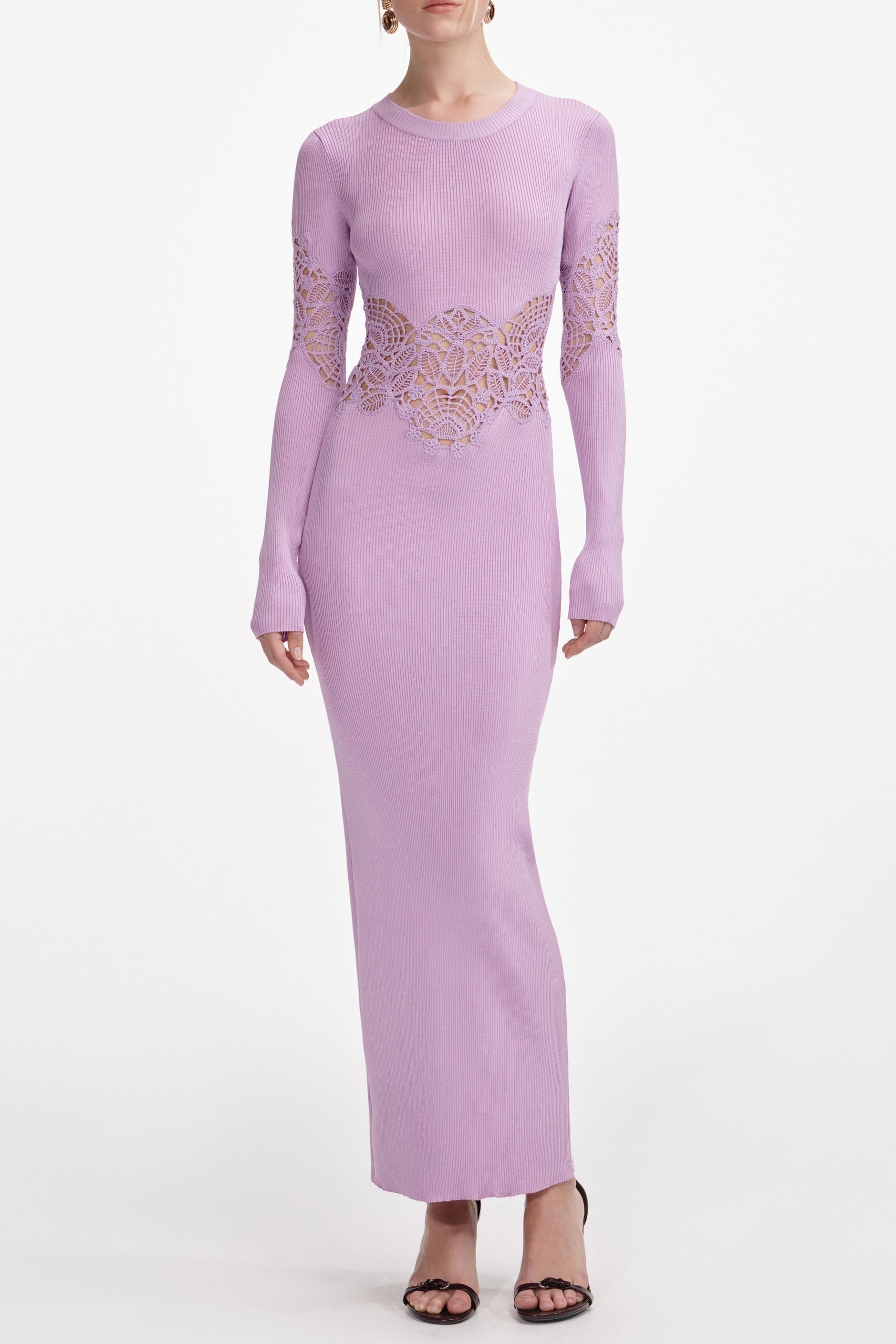 Blanche Pink ViscoSequin Knit Cut Out Maxi Dress