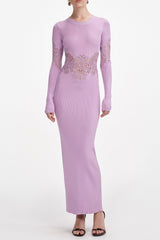 Blanche Pink ViscoSequin Knit Cut Out Maxi Dress