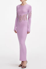Blanche Pink ViscoSequin Knit Cut Out Maxi Dress