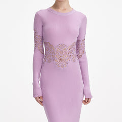 Blanche Pink ViscoSequin Knit Cut Out Maxi Dress
