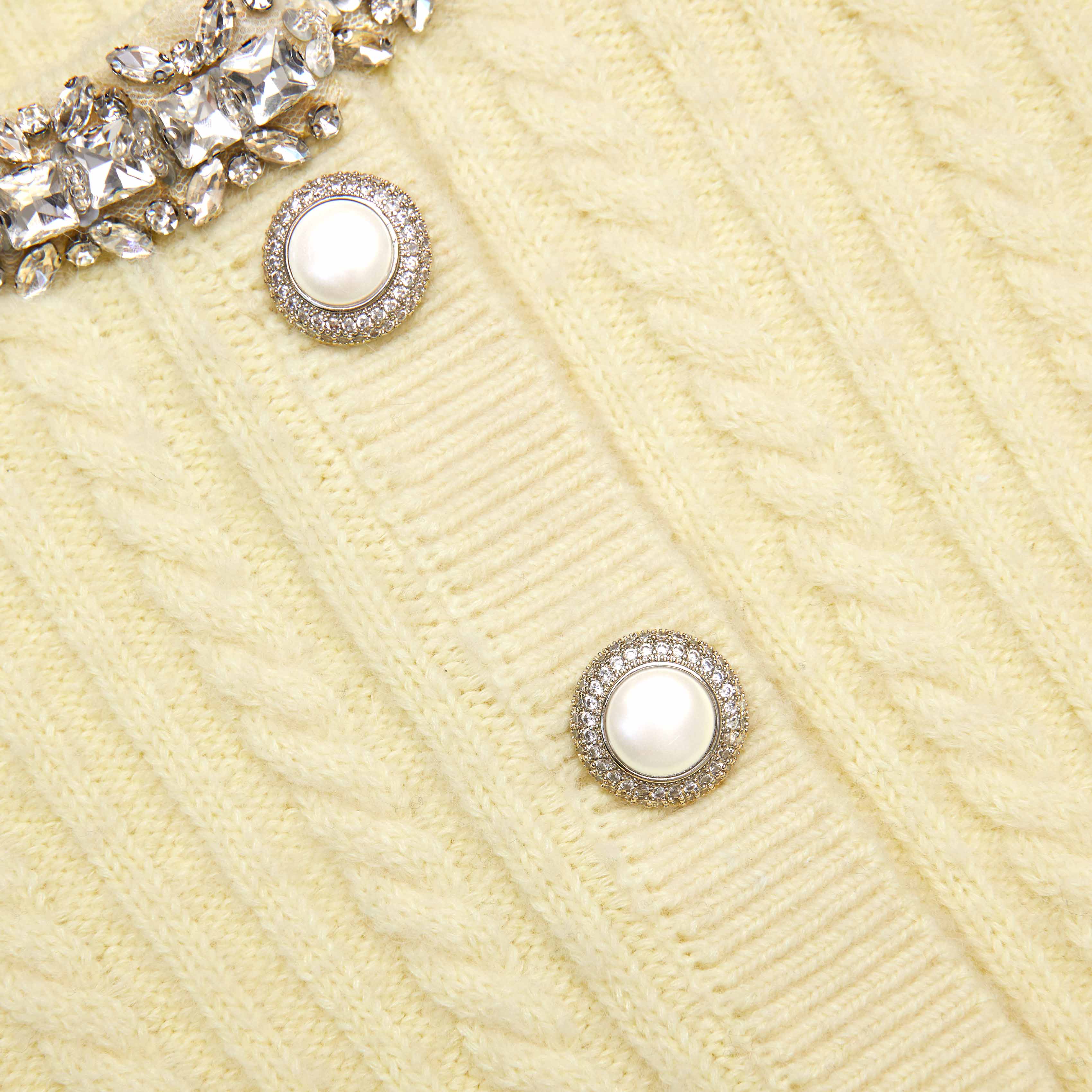 Yellow Rhinestones Embellished AlCardigan