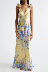 Floral Ruffle Print Maxi Dress