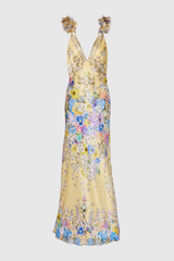 Floral Ruffle Print Maxi Dress