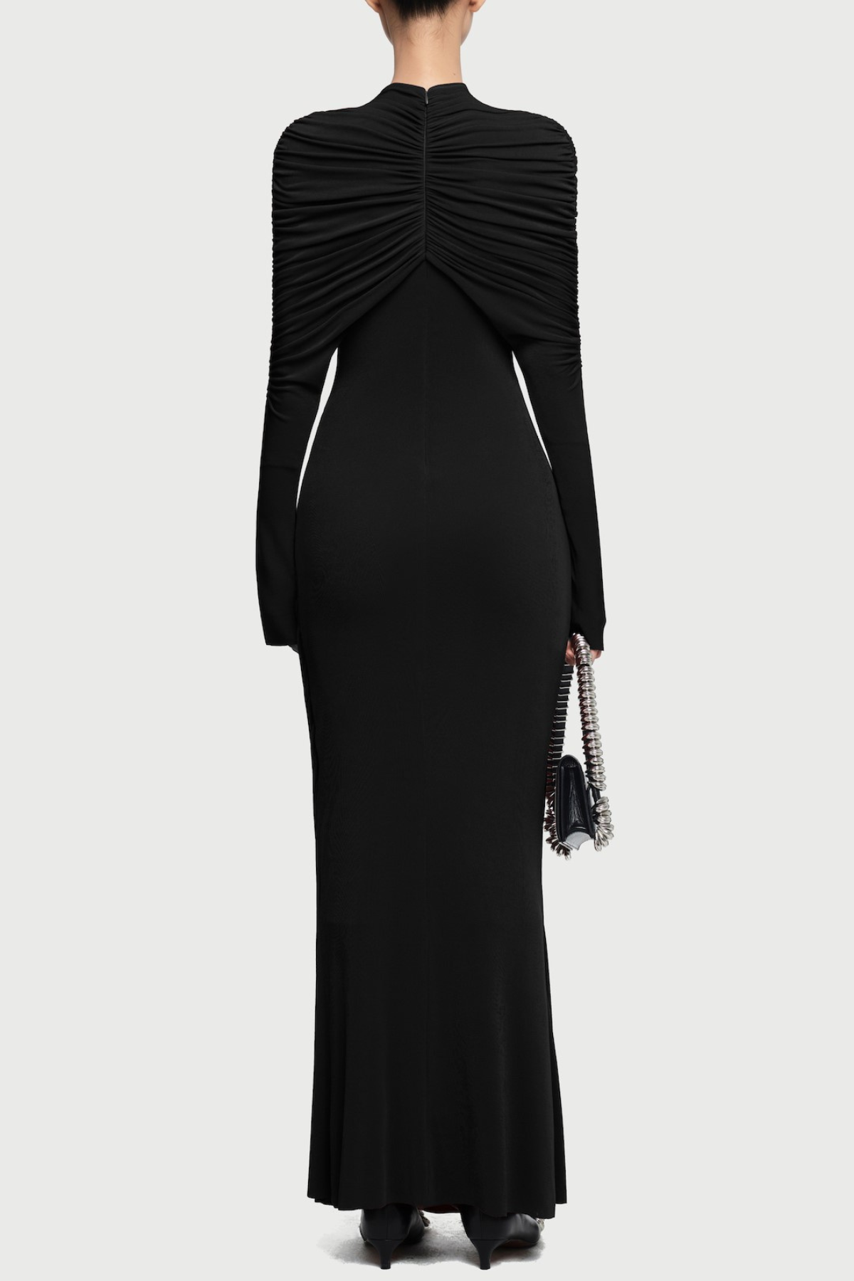 Long Sleeve Knot Bodycon Maxi Dress in Black
