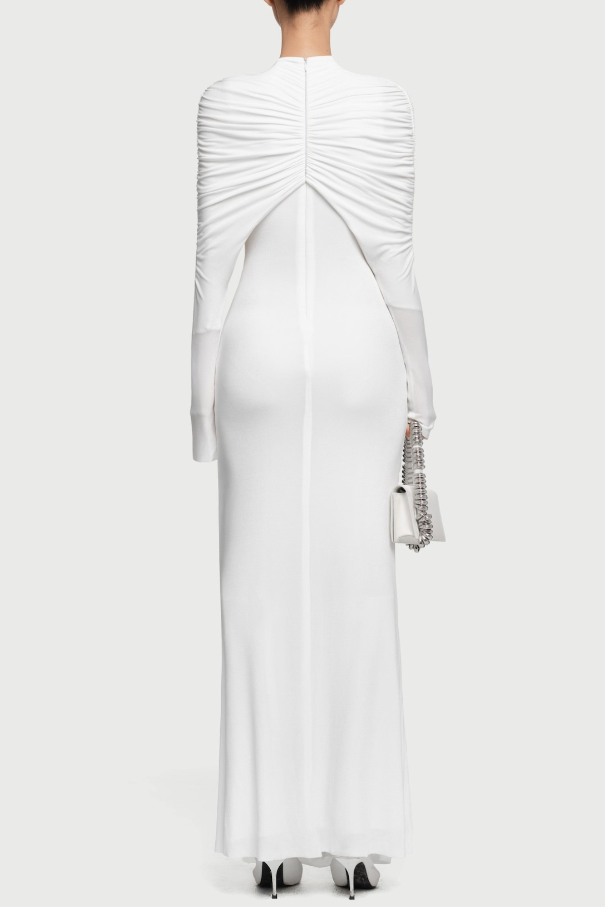 Long Sleeve Knot Bodycon Maxi Dress in White