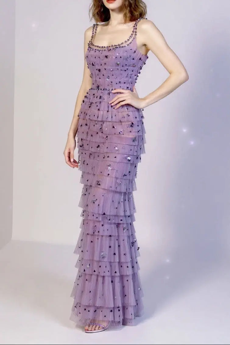 Purple Embellished Maxi Dress