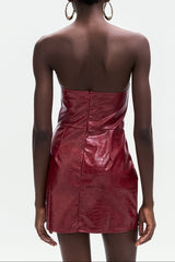 Crocodile Pattern Leather Mini Dress