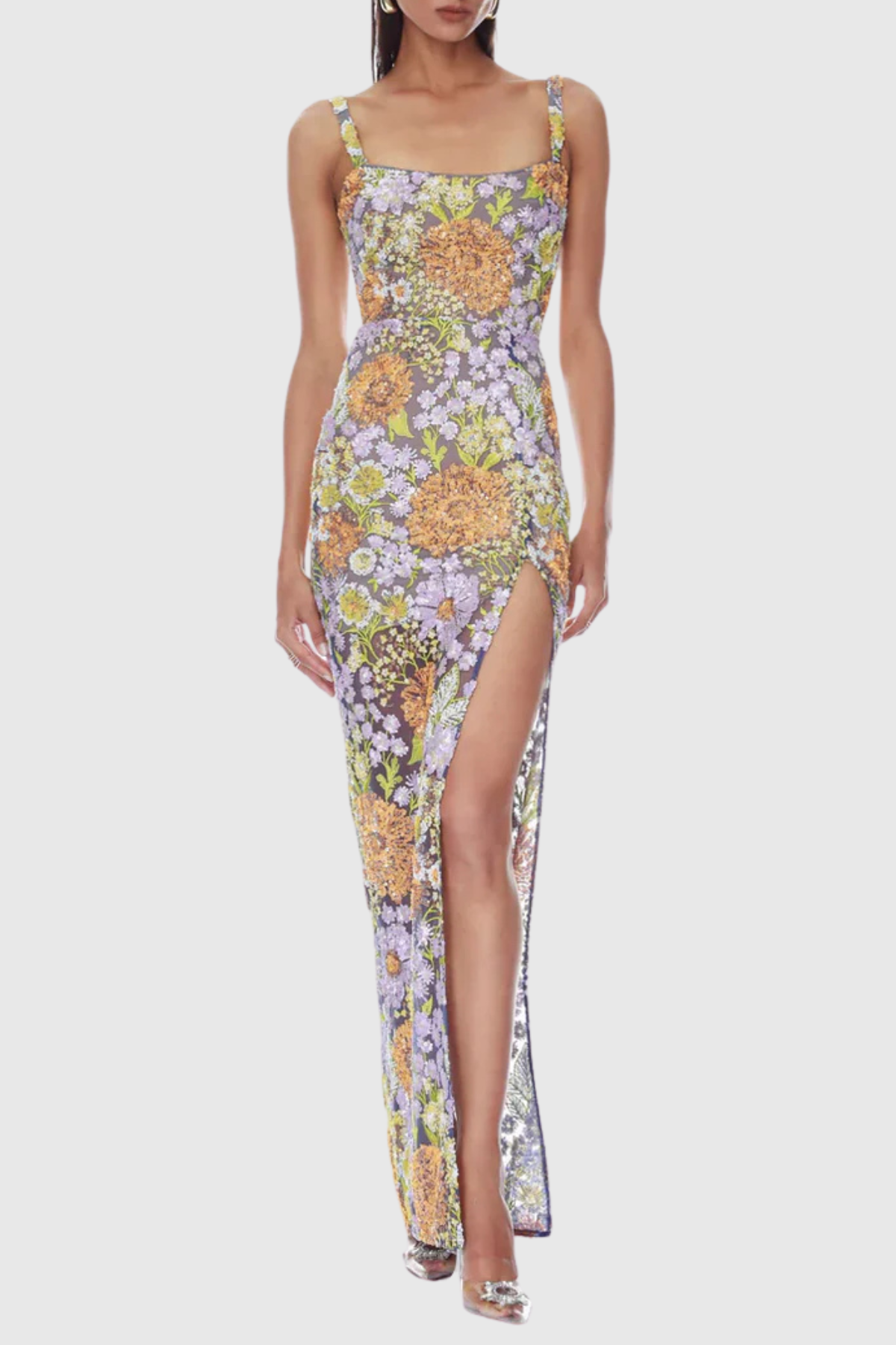 Floral Sequin Maxi Dress