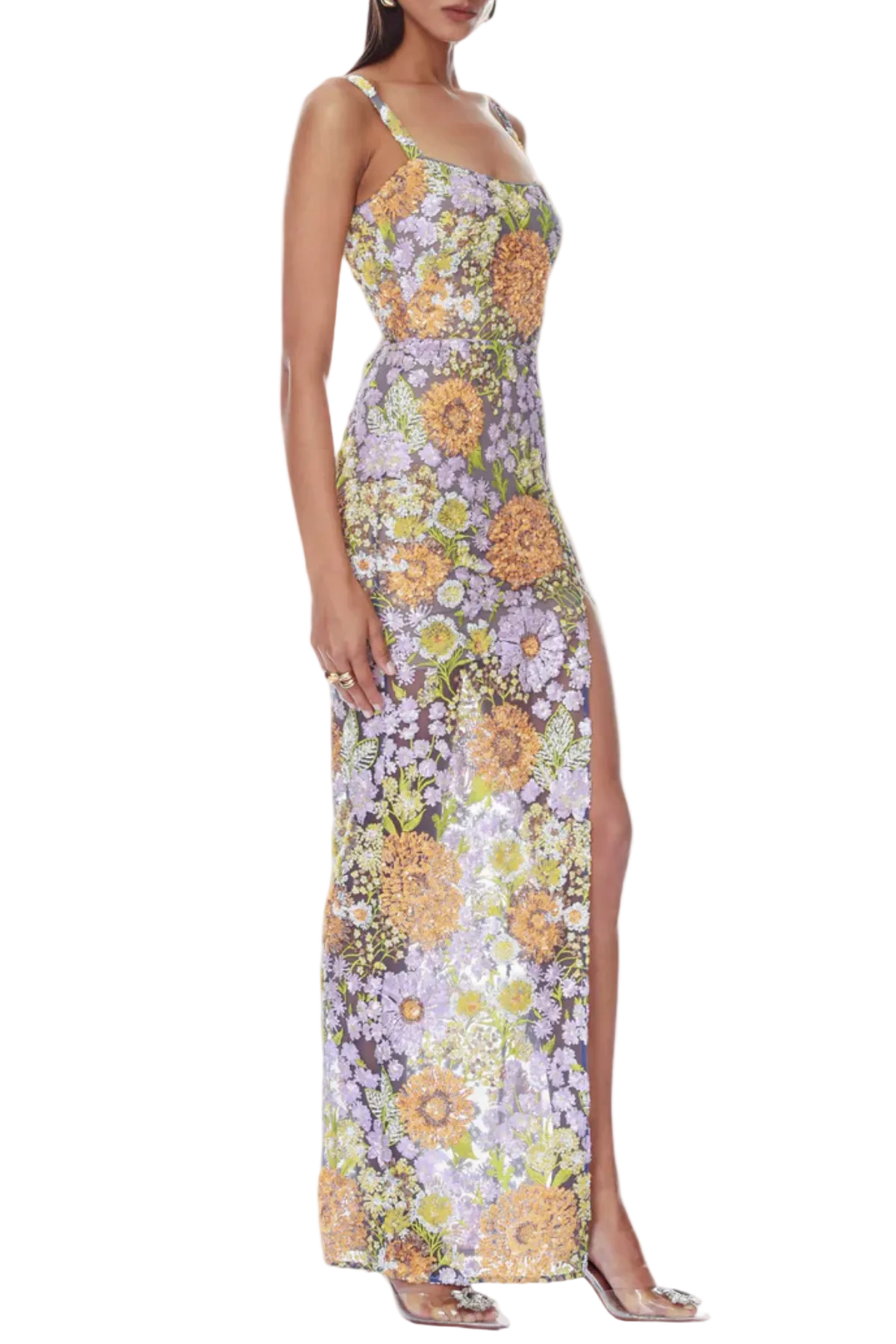 Floral Sequin Maxi Dress