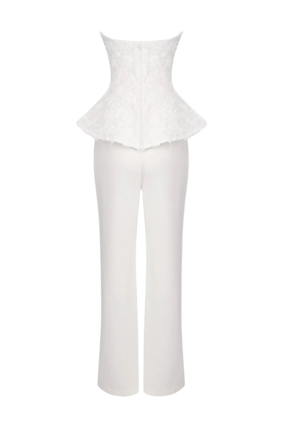 3D Flower Top Pants Set in White