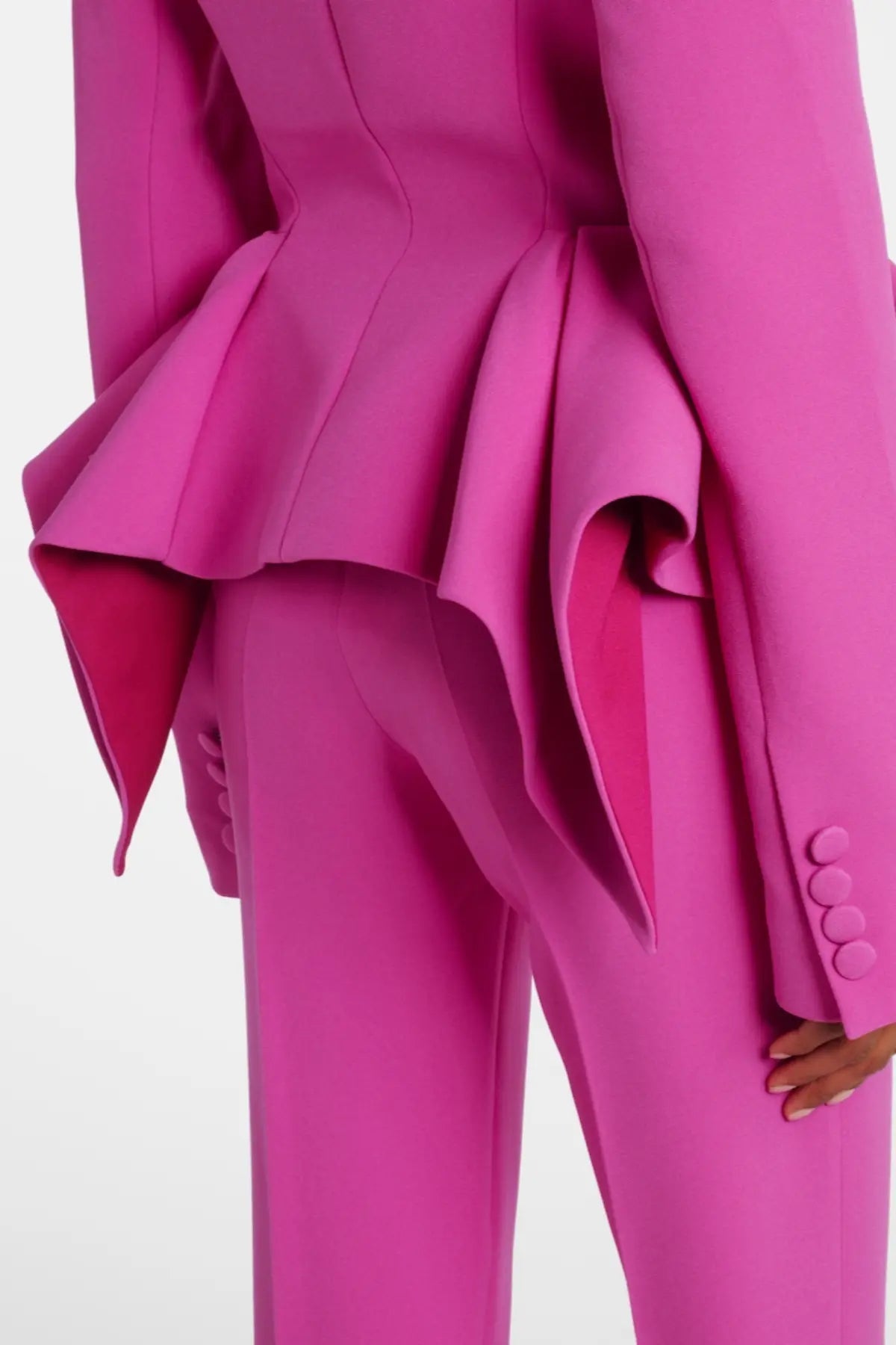 Ruffled Blazer Two Piece Set - Pink