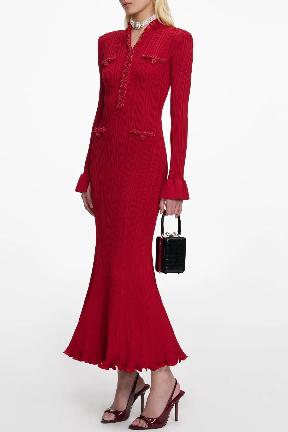 Trim Knit Midi Dress