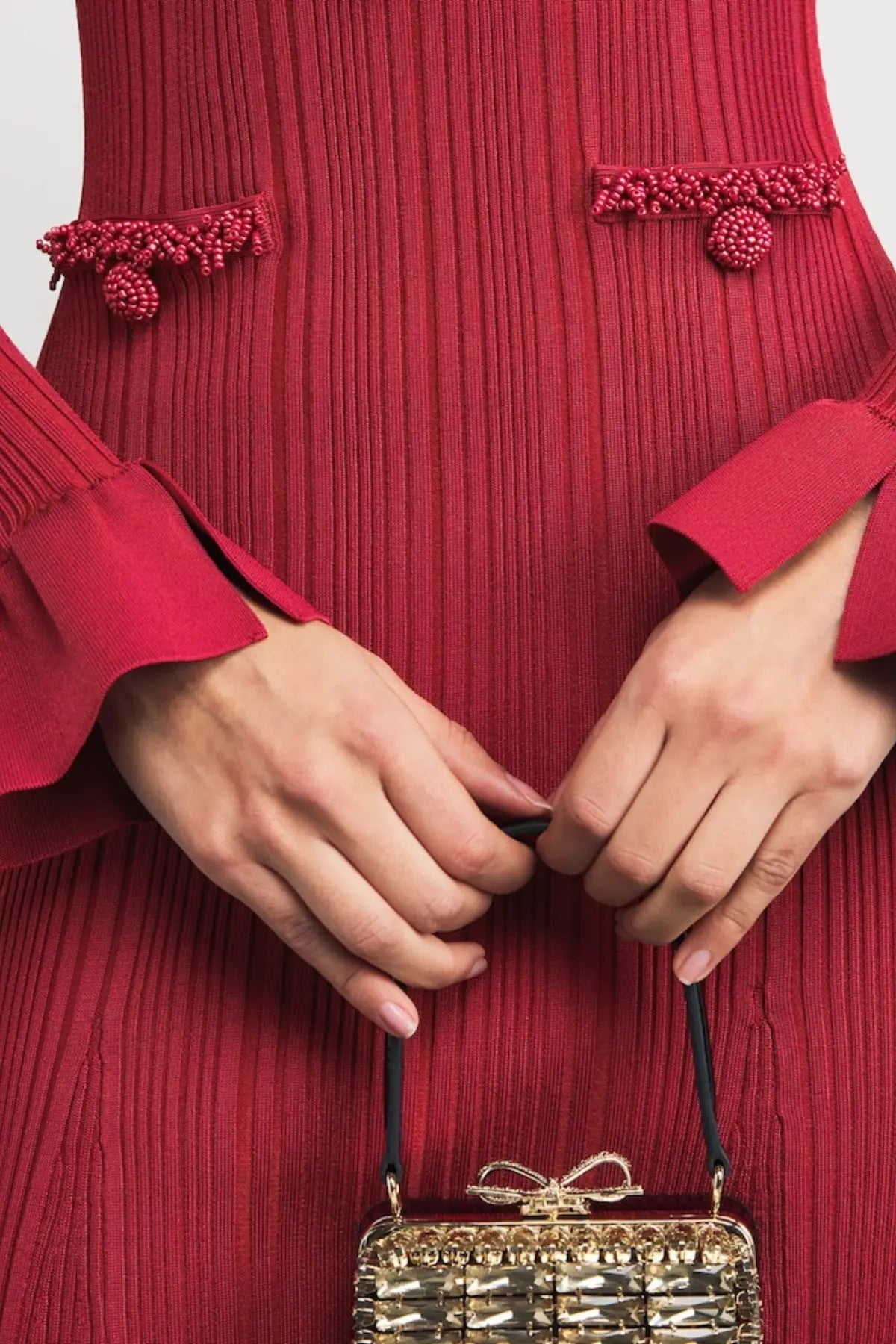 Trim Knit Midi Dress