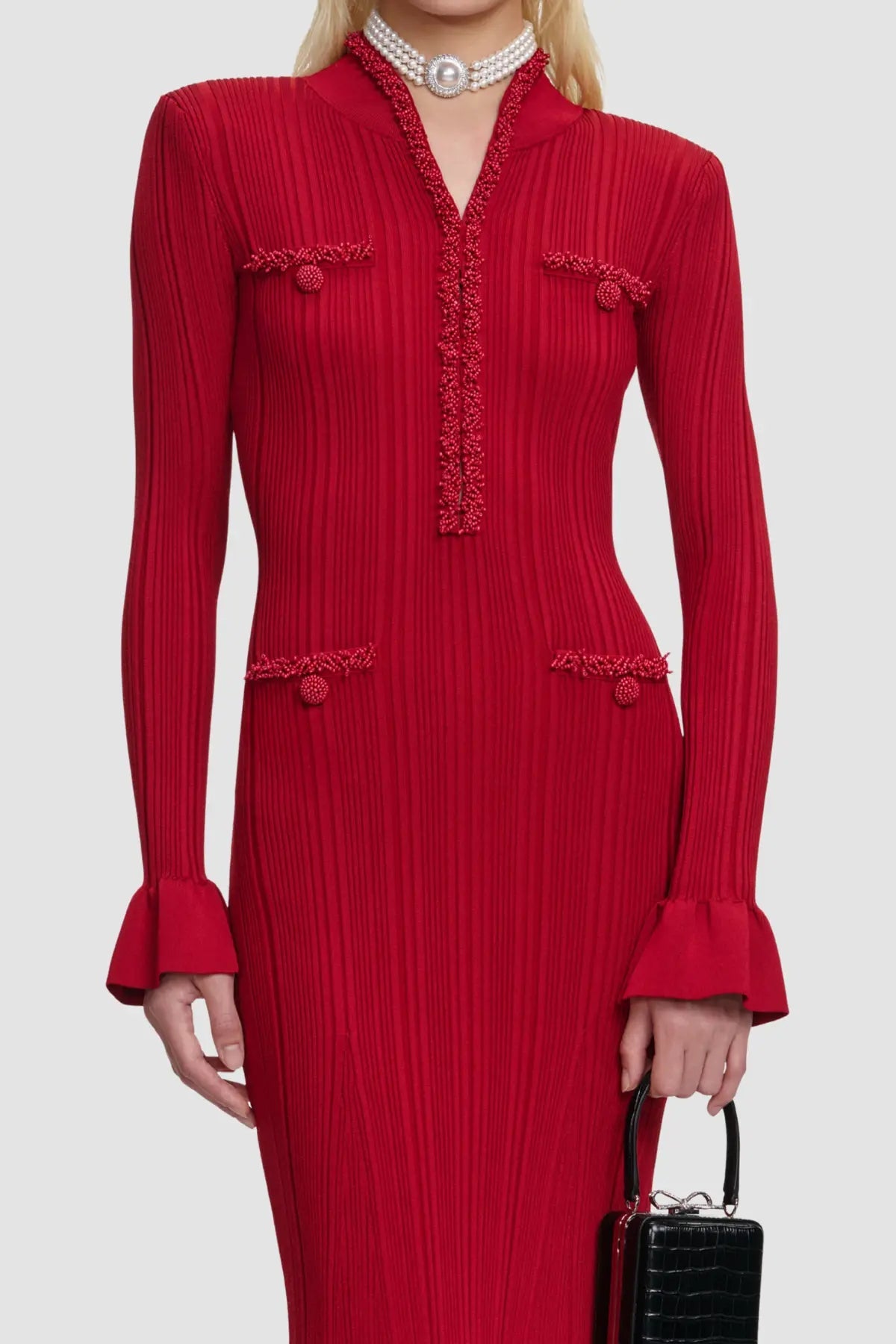 Trim Knit Midi Dress