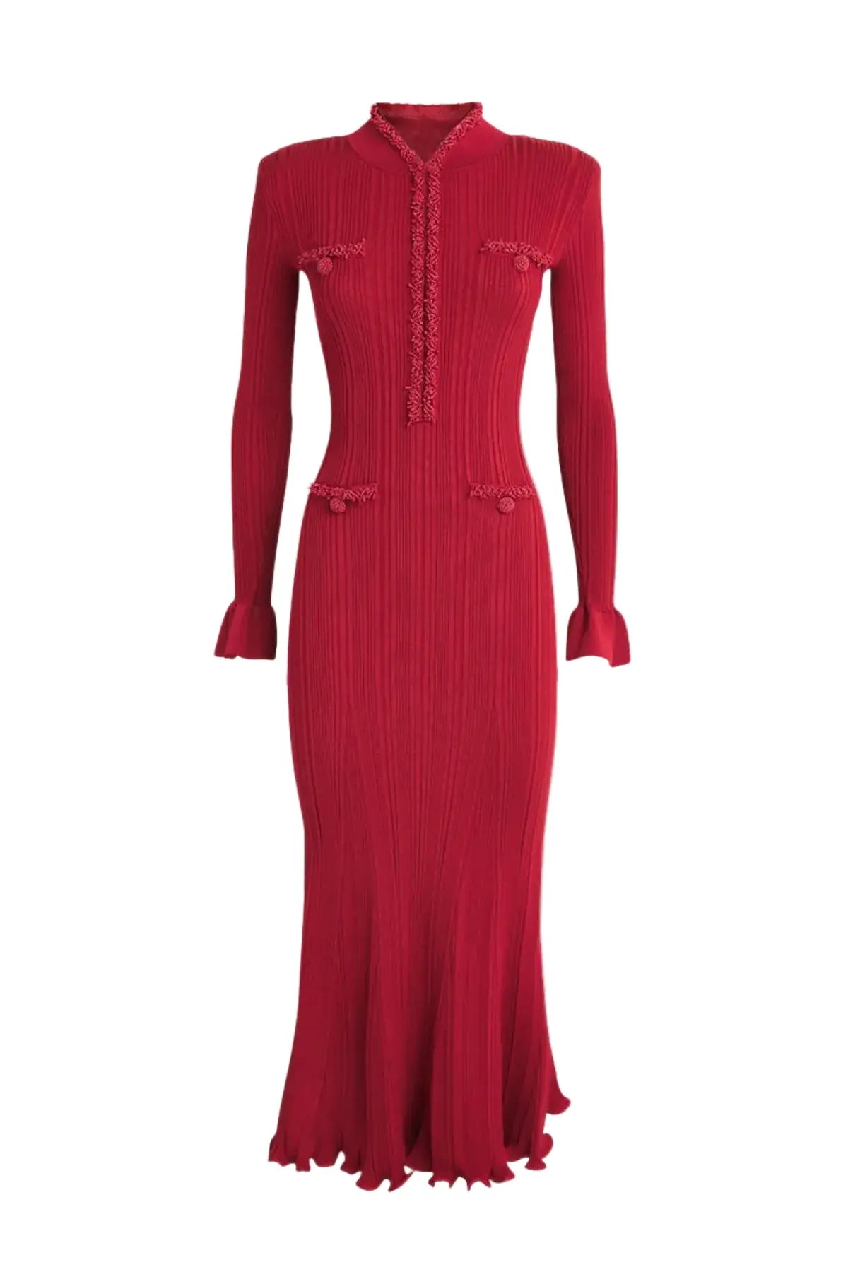 Trim Knit Midi Dress