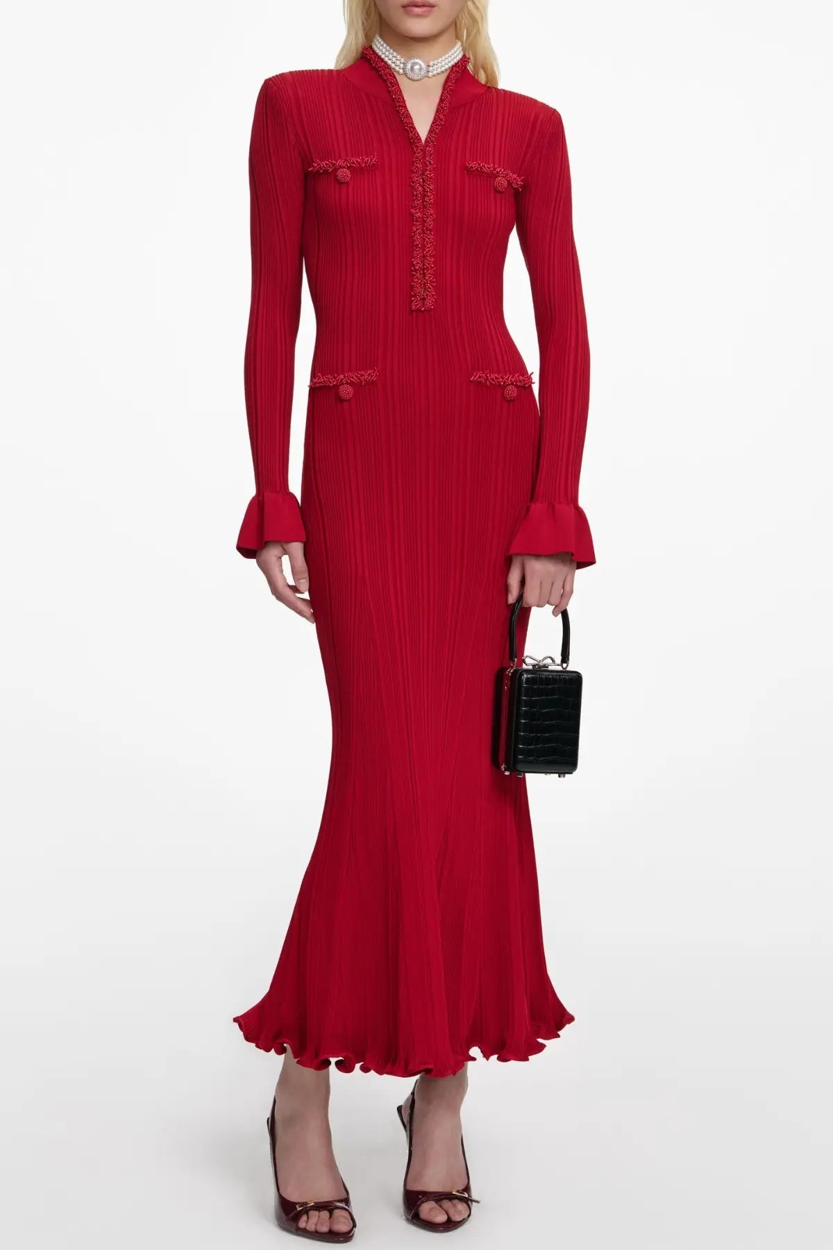 Trim Knit Midi Dress
