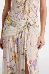 Floral Print One Shoulder Maxi Dress