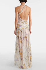 Floral Print One Shoulder Maxi Dress