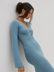 Blue Long Knit Dress
