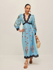 Backless and Puff Sleeve Floral Dress