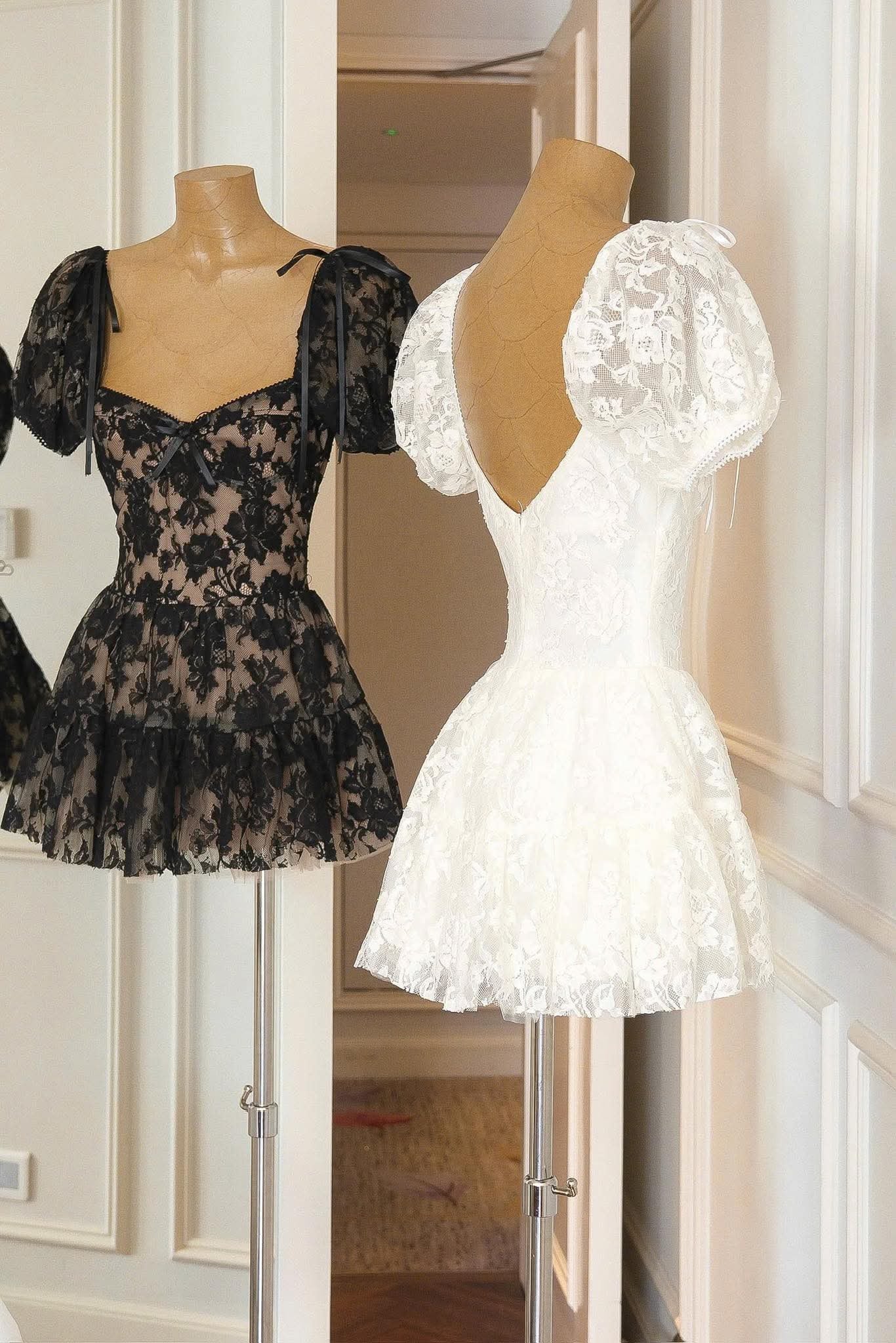 Puff Lace Mini Dress