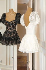 Puff Lace Mini Dress