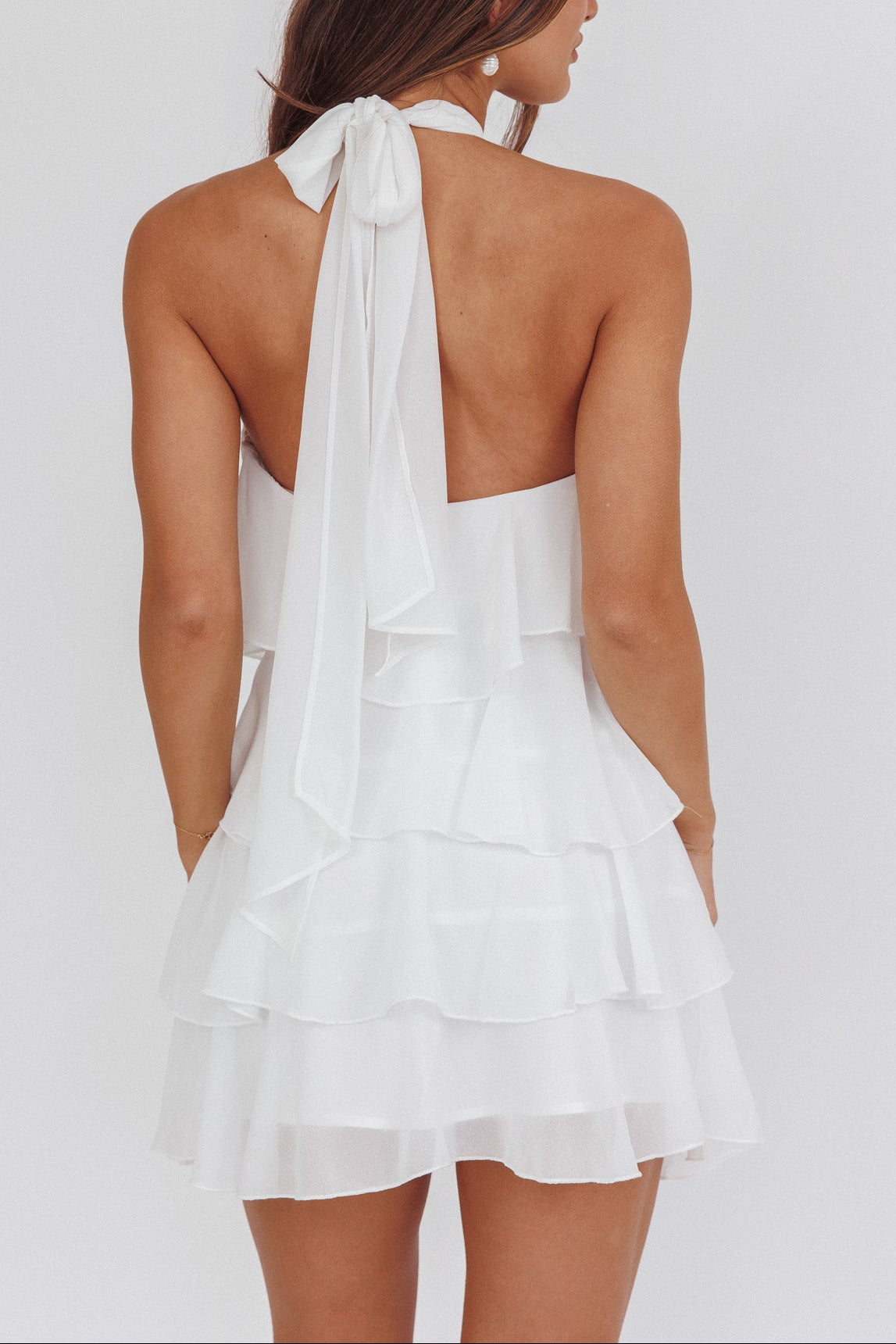 Ruffle Mini Dress in White