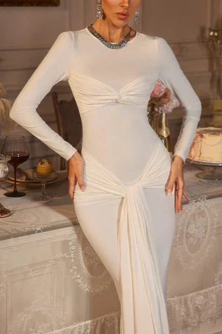 Long Sleeve Draped Maxi Dress