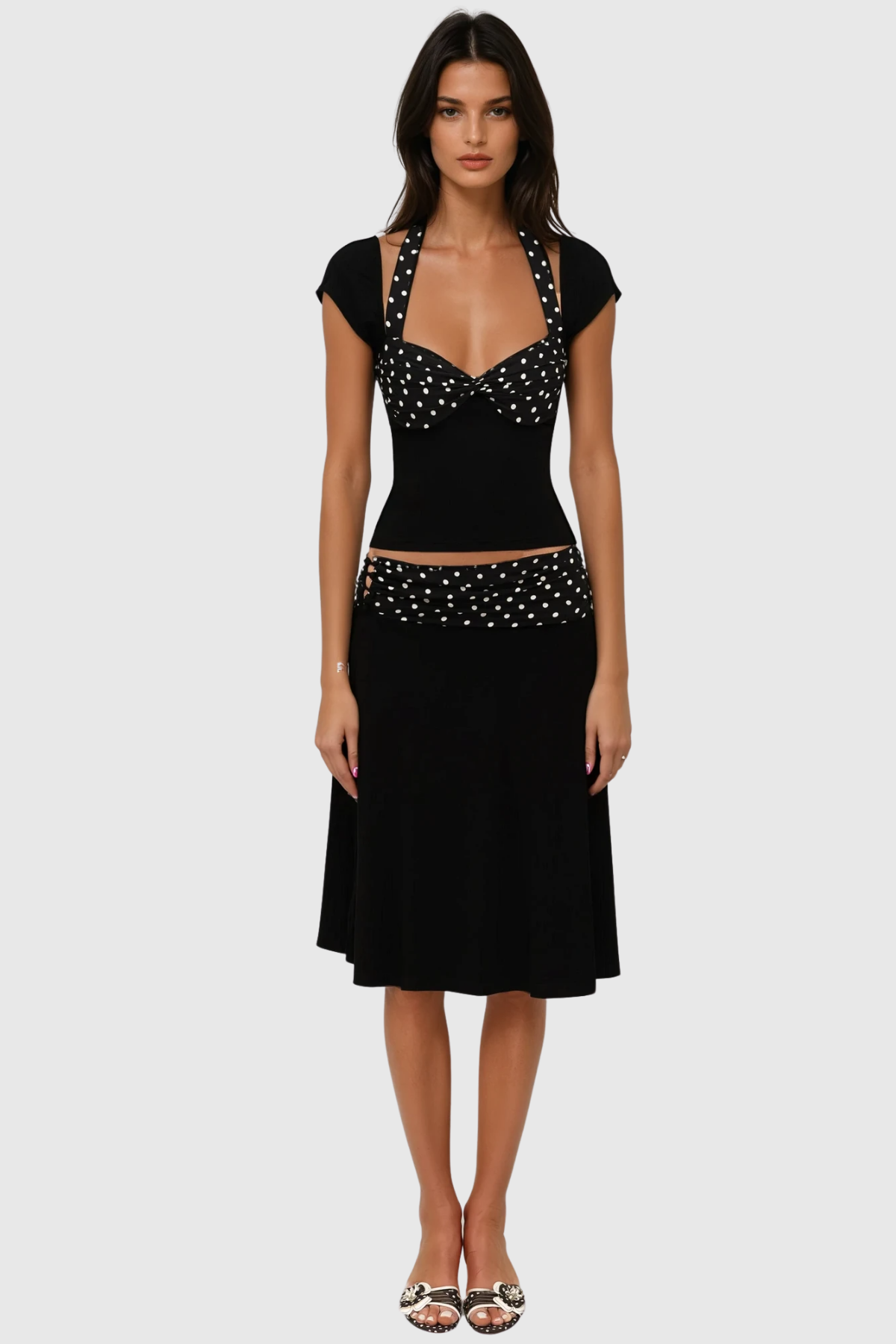 Halter Neck Ruffle Skirt Set