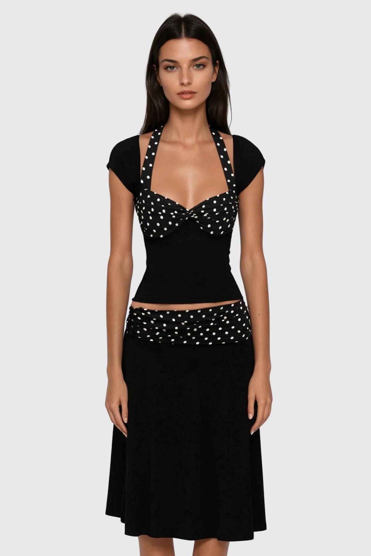 Halter Neck Ruffle Skirt Set