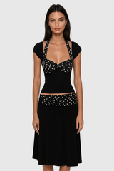 Halter Neck Ruffle Skirt Set
