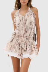 Halter Neck Ruch Mini Dress