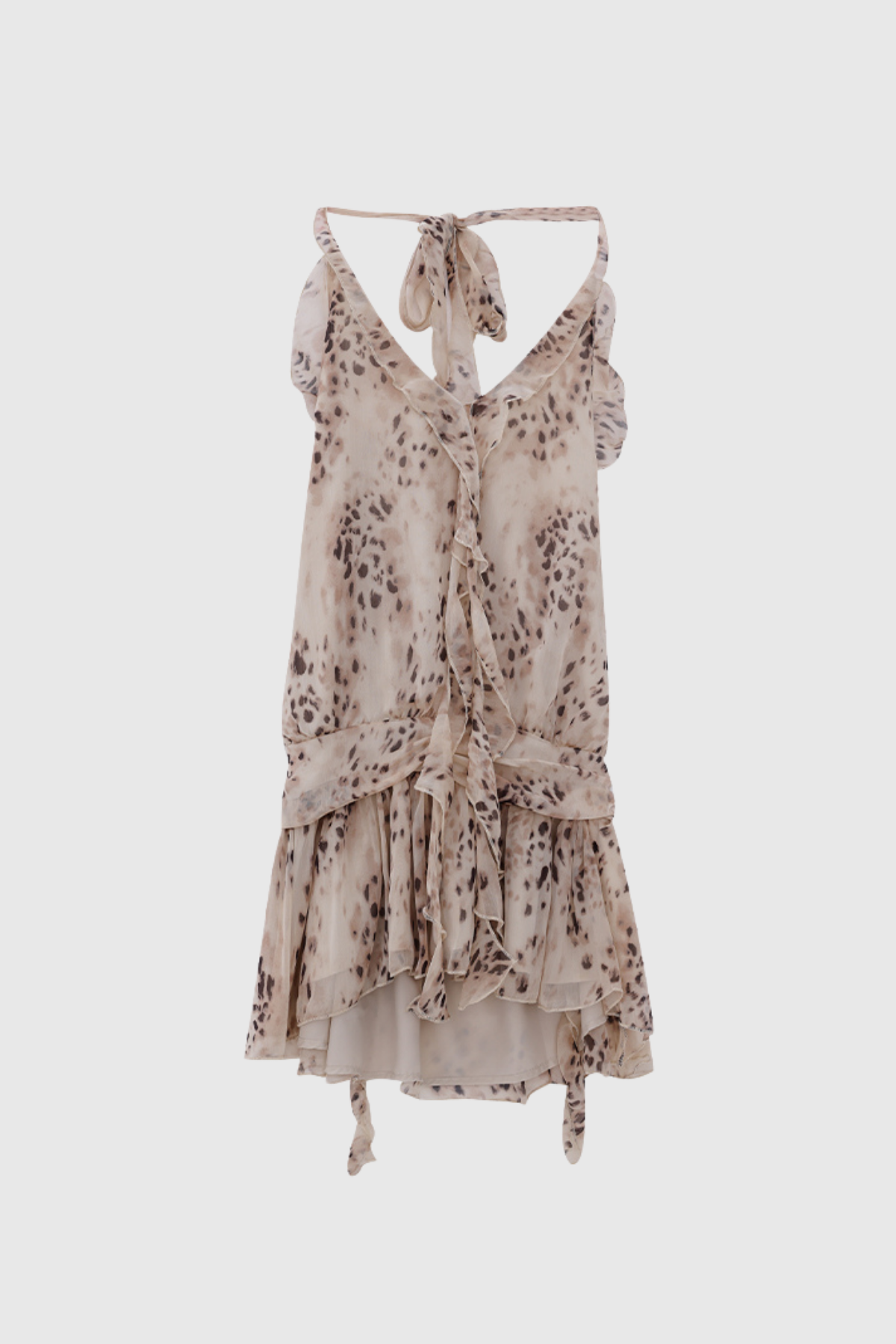 Halter Neck Ruch Mini Dress