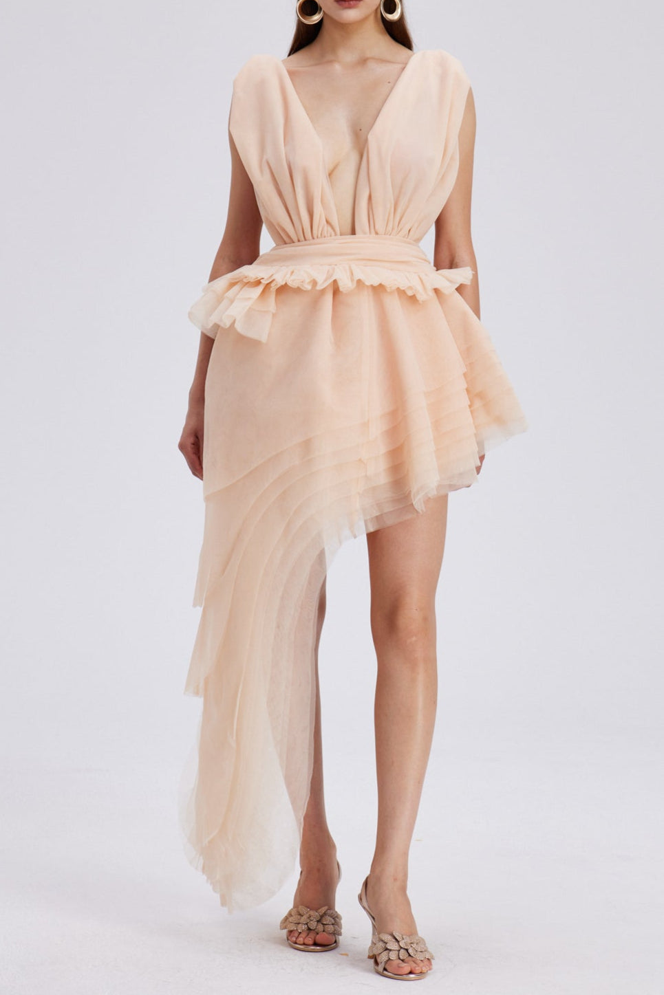 Bosmat Ruch Mesh Mini Dress In Apricot