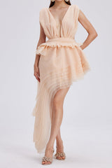Bosmat Ruch Mesh Mini Dress In Apricot