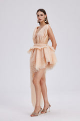 Bosmat Ruch Mesh Mini Dress In Apricot
