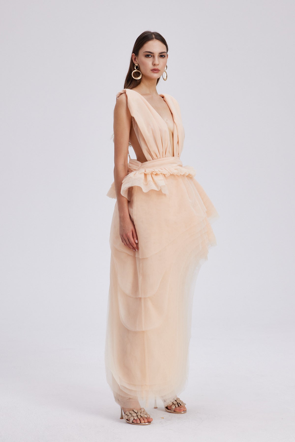 Bosmat Ruch Mesh Mini Dress In Apricot